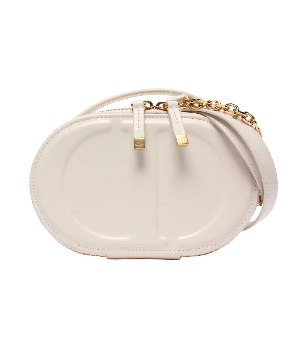 Christian Dior Oval Camera CD Holder Signature 2Way Crossbody Bag Leather Black